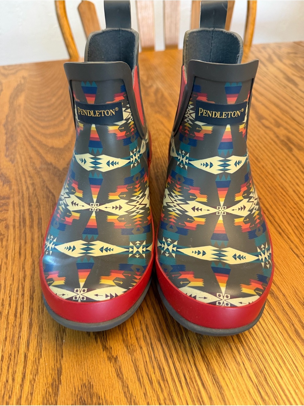 Pendleton Southwestern Motif Short Rain Boots in Navy, Red, Cream, Teal Size 6